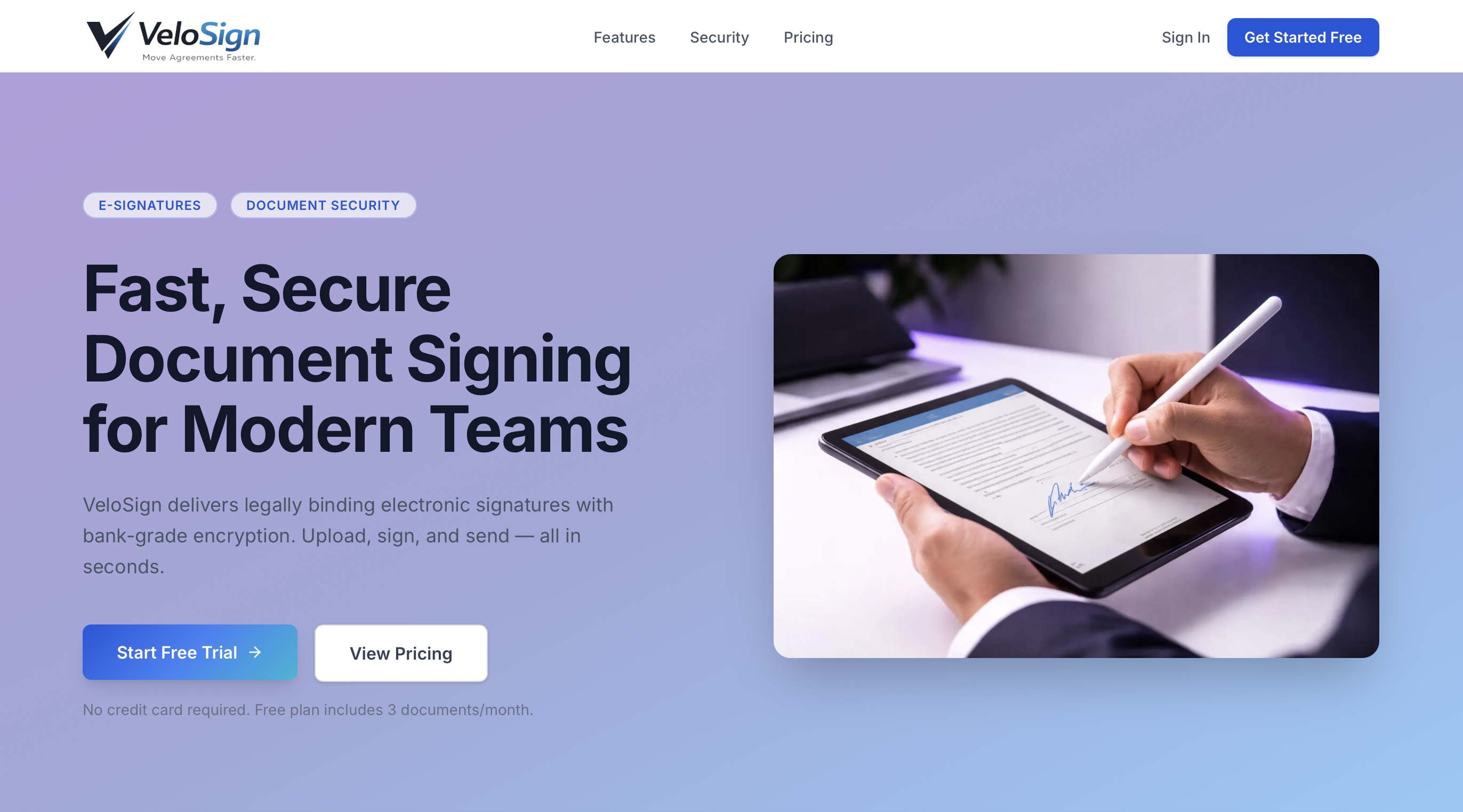 VeloSign e-signature platform